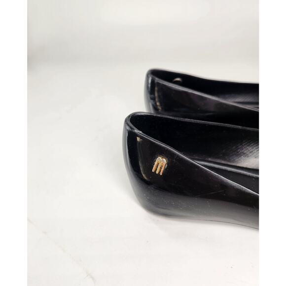 Melissa Ultra Girl Jelly Ballet Flats Size 13 Black Bow Front Classic Luxe - Picture 6 of 8